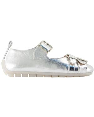 Simone Rocha Schoenen ,Grijs ,Leer Zilver Glitter Leren Ballerina Schoenen - Wit