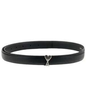 Ami Paris Accessoires ,Zwart ,Leer Ami De Cœur Riem