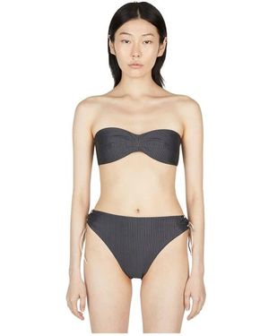 Ziah Gestreiftes Bandeau Bikini Top - Grau
