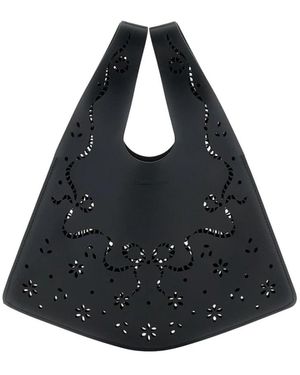 Simone Rocha Mini Lasercut Spitze Shopper Tasche - Schwarz