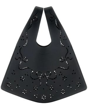 Simone Rocha Tassen ,Zwart ,Leer Mini Lasercut Kant Shopper Tas