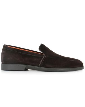 Santoni Schoenen ,Bruin ,Leer Soft Reversed Calf Slipper - Zwart