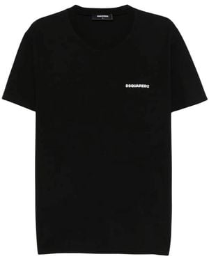 DSquared² Tops ,Zwart ,Katoen Rubber Logo T-Shirt