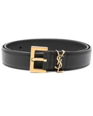Saint Laurent Cassandre Plaat Riem - Zwart