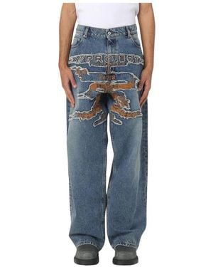 Y. Project Moderne Distressed Denim Jeans - Blau