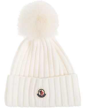 Moncler Wol Muts Met Pompon - Wit