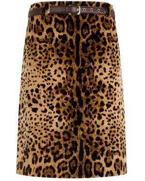 Max Mara Luipaardprint Midi Rok Met Riem - Bruin