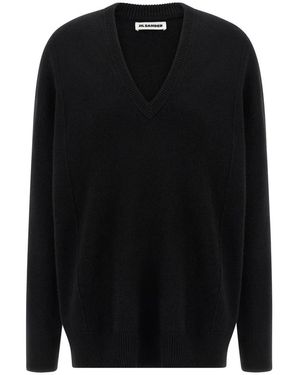 Jil Sander V-Neck Knitwear - Black