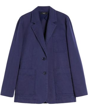 Weekend by Maxmara Relaxed Fit Katoen Linnen Jas - Blauw