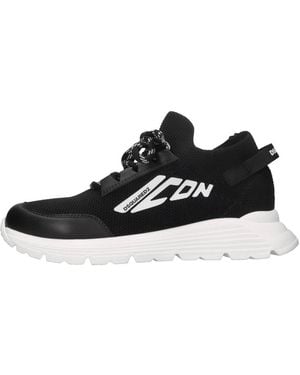 DSquared² Ledersneaker Aus Leder Und Stoff - Schwarz