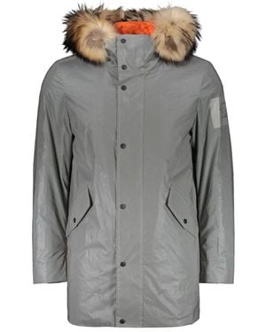 Paul & Shark Reflektierende kapuzenparka mit bärenfell - Grau