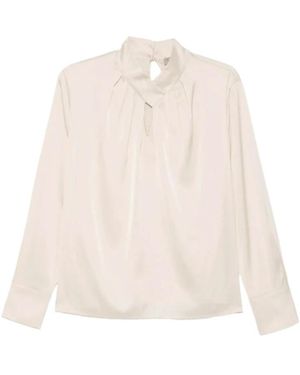 D.exterior Overhemden ,Polyester Blouse Met Lange Mouwen En Plooien - Naturel