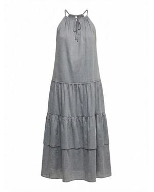 Peserico Gathered Sleeveless Maxi Dress - Gray