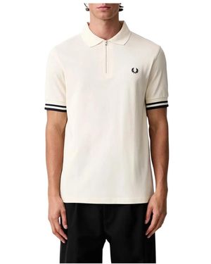 Fred Perry Tops ,Katoen Polo Met Opvallende Bies - Wit