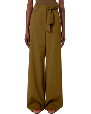 Max Mara Broeken ,Groen ,Wol Mxmeditto Wijde Broek