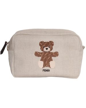 Fendi Tassen ,Katoen Canvas Beauty Case - Bruin