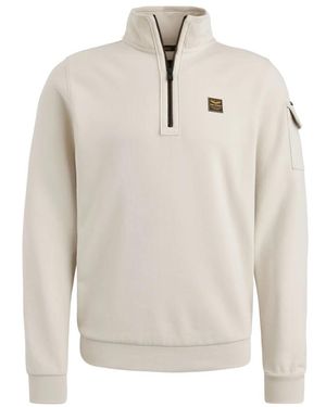 PME LEGEND Halbzipper Kragen Interlock Jersey - Weiß