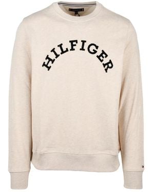 Tommy Hilfiger Hoodies & Sweatvesten ,Katoen Felpa Girocollo - Naturel