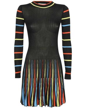 MSGM Geripptes Viskosekleid - Schwarz
