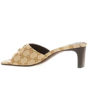 Gucci Schoenen ,Bruin ,Heeled Mules - Naturel