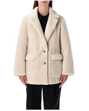 Urbancode Jassen ,Leer Omkeerbare Faux Fur Jas - Naturel