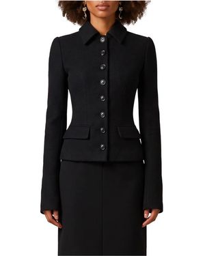 Dolce & Gabbana Jassen ,Zwart ,Wol Single-Breasted Wollen Jas