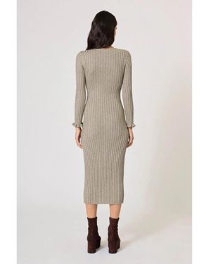 Manoush Vestido largo de canalé con brillo - Neutro