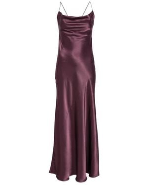 Pinko Cowl-Neck Satin Maxi Dress - Purple