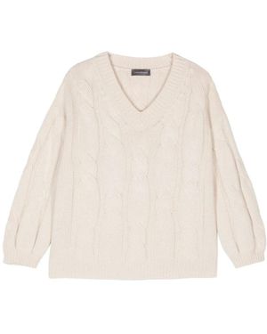 Lorena Antoniazzi Truien & Vesten ,Wol Cable-Knit Sweater - Naturel