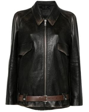 Prada Faded Effect Classic Collar Jas - Zwart