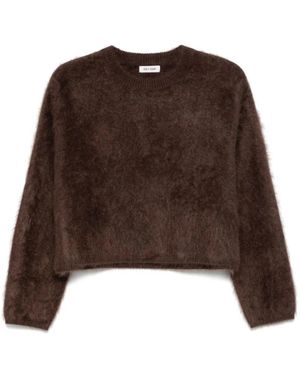 Soft Goat Cropped Trui Met Ronde Hals - Bruin