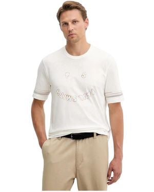 Paul Smith Tops ,Wit ,Katoen Bedruikt Katoenen T-Shirt