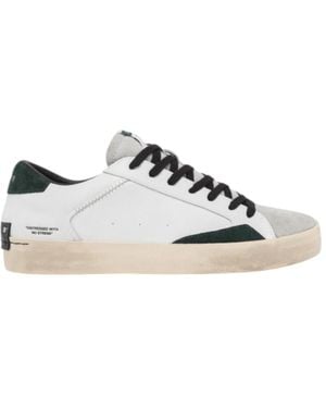 Crime London Witte Leren En Suède Sneakers