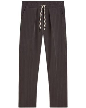 Summum Broeken ,Bruin ,Polyester Tapered Pants Pinstripe Scuba - Grijs