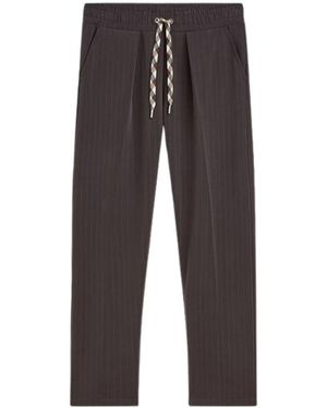 Summum Broeken ,Bruin ,Polyester Tapered Pants Pinstripe Scuba - Grijs