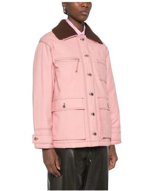 Stine Goya Jassen ,Roze ,Katoen 2559 Werkkledingjas Van Gecoat Katoenen Canvas