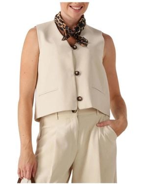 Moss Copenhagen Jassen ,Leer Rosina Michelle Kort Gilet - Naturel