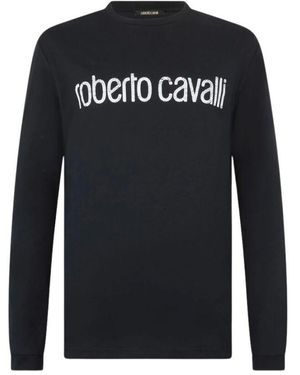 Roberto Cavalli Langarm T-Shirt Mit Logo-Print Aus Baumwolle - Schwarz