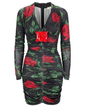 Blumarine Kleedjes ,Veelkleurig ,Abito Jersey Stamp - Rood