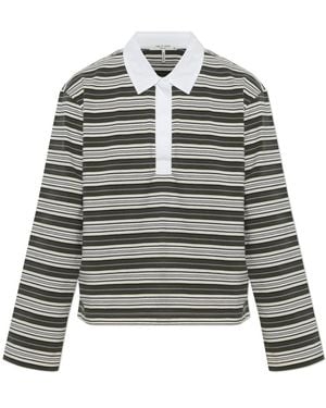Rag & Bone Tops ,Groen ,Katoen Kelly Boxy Gestreepte Longsleeve Polo - Grijs