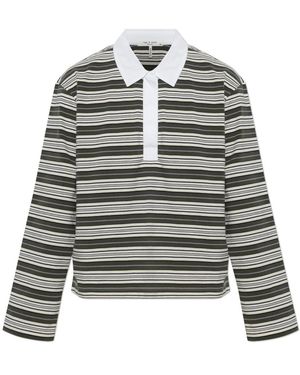 Rag & Bone Kelly Boxy Gestreiftes Langarm-Polo - Grau