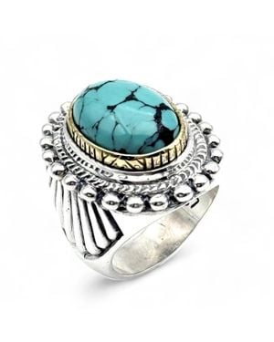 JALAN JALAN 925 silber türkis ovaler ring - Blau