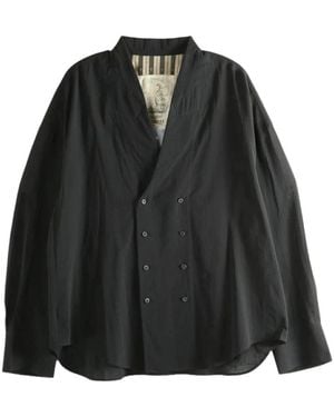 Ziggy Chen Overhemden ,Zwart ,Katoen Double Breasted Shirt