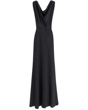 ACTUALEE Satin Lange Jurk - Zwart
