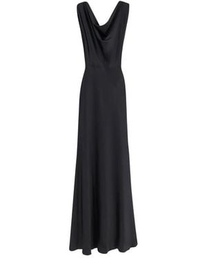 ACTUALEE Satin Lange Jurk - Zwart