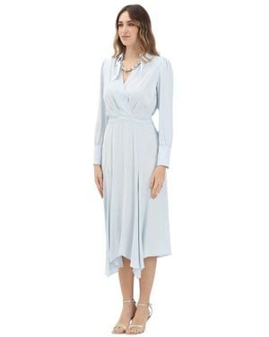 Elisabetta Franchi Blaues Midi-Kleid Mit Asymmetrischem Saum