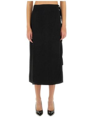 Theory Tie Wrap Midi Rok - Zwart
