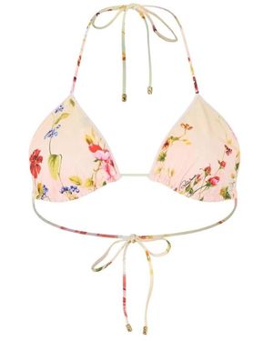 Roberto Cavalli Badmode ,Veelkleurig ,Miami Flowers Print Top Bikini - Roze