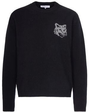 Maison Kitsuné Round-Neck Knitwear - Blue
