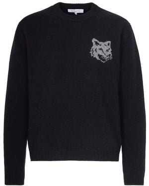 Maison Kitsuné Round-Neck Knitwear - Blue